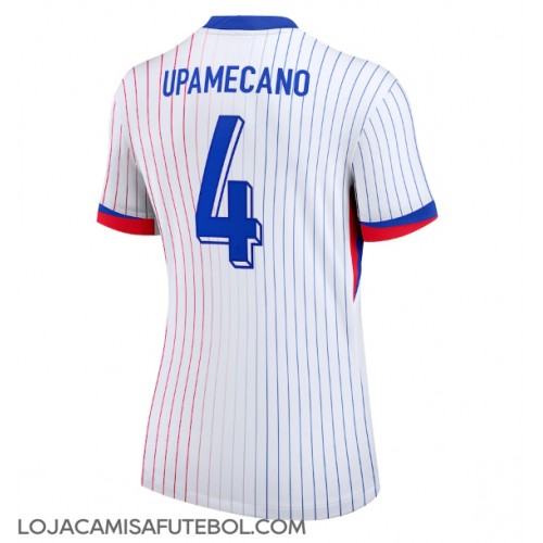 Camisa de Futebol França Dayot Upamecano #4 Equipamento Secundário Mulheres Europeu 2024 Manga Curta